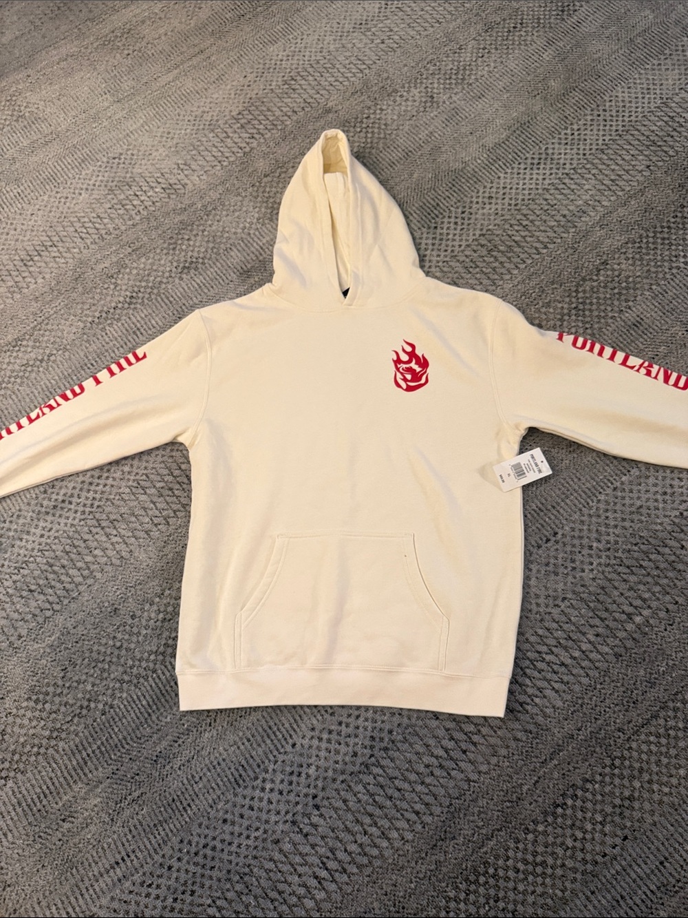 Kid’s XL Cream Hoodie with Red Portland Fire Graphic